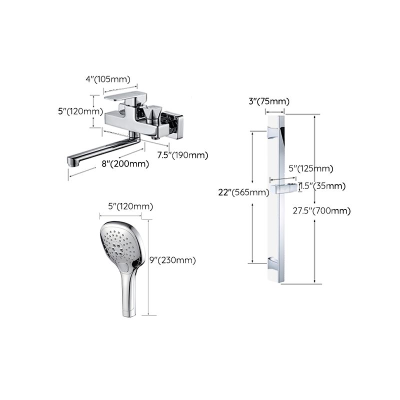 Wall Mounted Bath Faucet Trim Chrome Polished Swivel Spout with Handshower Clearhalo 'Bathroom Remodel & Bathroom Fixtures' 'Bathtub Faucets' 'bathtub_faucets' 'Home Improvement' 'home_improvement' 'home_improvement_bathtub_faucets' 1200x1200_ae1cb838-5438-4bae-a4e3-b1115a07950c