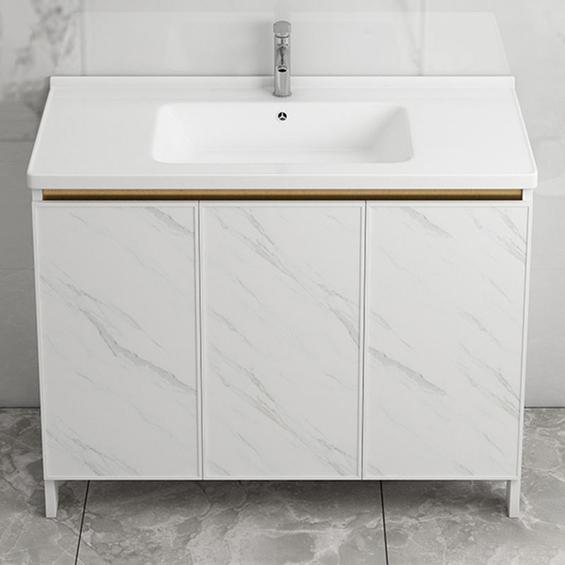 Modern White Metal Base Vanity Single Freestanding Rectangular Sink Vanity Clearhalo 'Bathroom Remodel & Bathroom Fixtures' 'Bathroom Vanities' 'bathroom_vanities' 'Home Improvement' 'home_improvement' 'home_improvement_bathroom_vanities' 1200x1200_ae2c2fe6-731c-4577-815f-08f26e9f6e8f