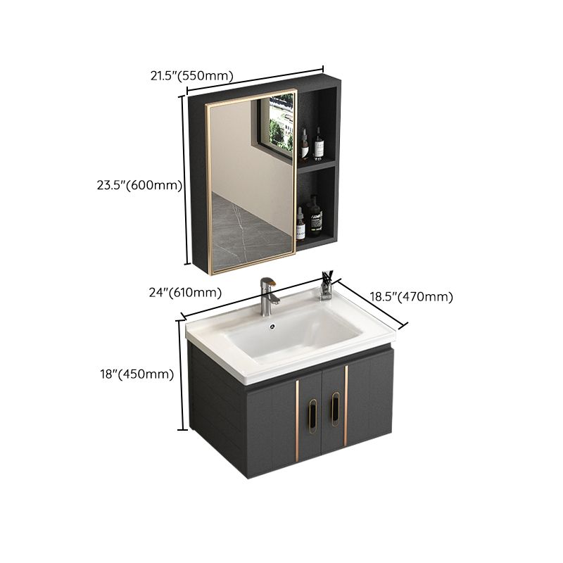 Rectangular Bathroom Vanity Modern Black Single-Sink Wall Mount Vanity Set Clearhalo 'Bathroom Remodel & Bathroom Fixtures' 'Bathroom Vanities' 'bathroom_vanities' 'Home Improvement' 'home_improvement' 'home_improvement_bathroom_vanities' 1200x1200_ae2d3db4-87cd-492a-963f-1acfc5bdf971