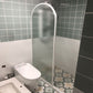 White Full Frame Single Fixed Panel, Half Partition Arched Waterproof Bathroom Screen Clearhalo 'Bathroom Remodel & Bathroom Fixtures' 'Home Improvement' 'home_improvement' 'home_improvement_shower_tub_doors' 'Shower and Tub Doors' 'shower_tub_doors' 'Showers & Bathtubs' 1200x1200_ae631405-ba3c-44bb-90e0-2172a72f5cc0