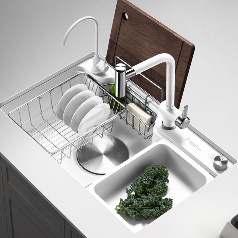 Stainless Steel Kitchen Sink Rectangular 1-Bowl Kitchen Sink with Cutting-Board Clearhalo 'Home Improvement' 'home_improvement' 'home_improvement_kitchen_sinks' 'Kitchen Remodel & Kitchen Fixtures' 'Kitchen Sinks & Faucet Components' 'Kitchen Sinks' 'kitchen_sinks' 1200x1200_ae702b81-9e8b-427b-b16f-b4e6a6790b7b