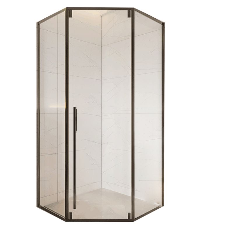 Matte Black Folding Shower Door, Side Opening Tempered Glass Shower Door Clearhalo 'Bathroom Remodel & Bathroom Fixtures' 'Home Improvement' 'home_improvement' 'home_improvement_shower_tub_doors' 'Shower and Tub Doors' 'shower_tub_doors' 'Showers & Bathtubs' 1200x1200_aea3faf1-a945-4c79-838d-26830d57cc71