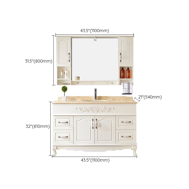 Wood Frame Bathroom Vanity White Freestanding Mirror Drawers Rectangle Vanity with 2 Doors Clearhalo 'Bathroom Remodel & Bathroom Fixtures' 'Bathroom Vanities' 'bathroom_vanities' 'Home Improvement' 'home_improvement' 'home_improvement_bathroom_vanities' 1200x1200_aead303b-53e2-428b-a742-1637c698612b