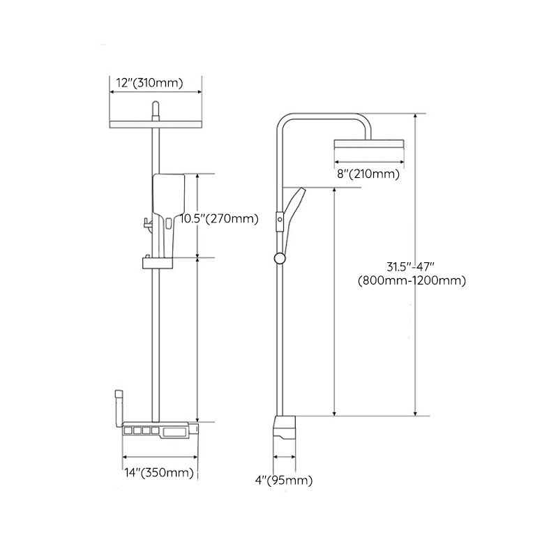 Shower Trim Square Massage Jet Handheld Shower Head Shower System Clearhalo 'Bathroom Remodel & Bathroom Fixtures' 'Home Improvement' 'home_improvement' 'home_improvement_shower_faucets' 'Shower Faucets & Systems' 'shower_faucets' 'Showers & Bathtubs Plumbing' 'Showers & Bathtubs' 1200x1200_aebc8a0c-23c1-4f51-9ad4-960f9dc08986