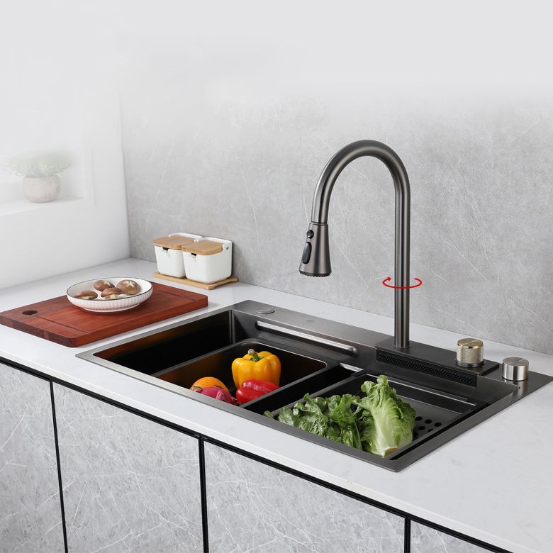 Contemporary Kitchen Sink Stainless Steel Single Bowl Kitchen Sink with Basket Strainer Clearhalo 'Home Improvement' 'home_improvement' 'home_improvement_kitchen_sinks' 'Kitchen Remodel & Kitchen Fixtures' 'Kitchen Sinks & Faucet Components' 'Kitchen Sinks' 'kitchen_sinks' 1200x1200_aec072be-0ba6-40e3-895a-0f3022075b62