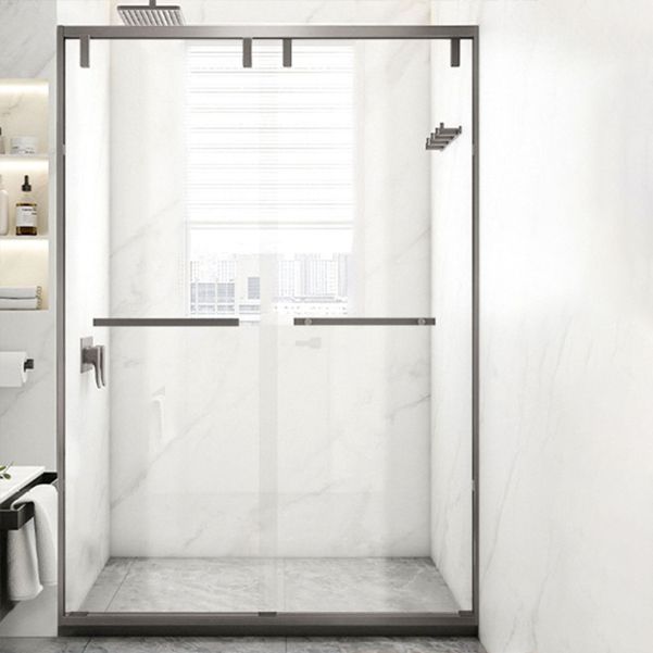 Tempered Glass Shower Door with Stone Base, Dual Moving Semi Frameless Shower Bath Door Clearhalo 'Bathroom Remodel & Bathroom Fixtures' 'Home Improvement' 'home_improvement' 'home_improvement_shower_tub_doors' 'Shower and Tub Doors' 'shower_tub_doors' 'Showers & Bathtubs' 1200x1200_aed79105-49d5-48ec-9743-91d74a687605