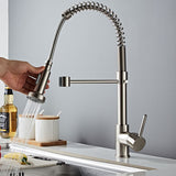 Contemporary Kitchen Faucet Copper 1-Handle High Arc Spring Spout Kitchen Faucet Clearhalo 'Home Improvement' 'home_improvement' 'home_improvement_kitchen_faucets' 'Kitchen Faucets' 'Kitchen Remodel & Kitchen Fixtures' 'Kitchen Sinks & Faucet Components' 'kitchen_faucets' 1200x1200_aef4efe4-429e-410d-b5c4-679351994b9a