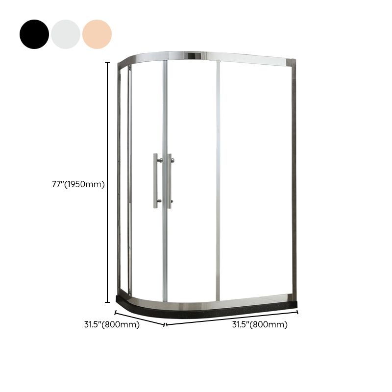 Tempered Glass Shower Kit Double Sliding Round Shower Kit with Shower Door Clearhalo 'Bathroom Remodel & Bathroom Fixtures' 'Home Improvement' 'home_improvement' 'home_improvement_shower_stalls_enclosures' 'Shower Stalls & Enclosures' 'shower_stalls_enclosures' 'Showers & Bathtubs' 1200x1200_af09fa46-01e0-4612-be19-63ccde341200