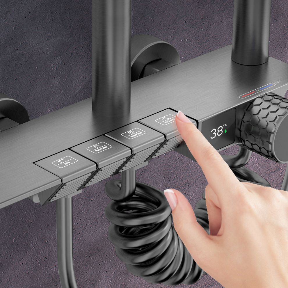 Shower Set Digital Display Simple Split Shower Set Bathroom Full Copper Booster Clearhalo 'Bathroom Remodel & Bathroom Fixtures' 'Home Improvement' 'home_improvement' 'home_improvement_shower_faucets' 'Shower Faucets & Systems' 'shower_faucets' 'Showers & Bathtubs Plumbing' 'Showers & Bathtubs' 1200x1200_af11dbbe-d838-4648-a325-6c96eb39d0fd