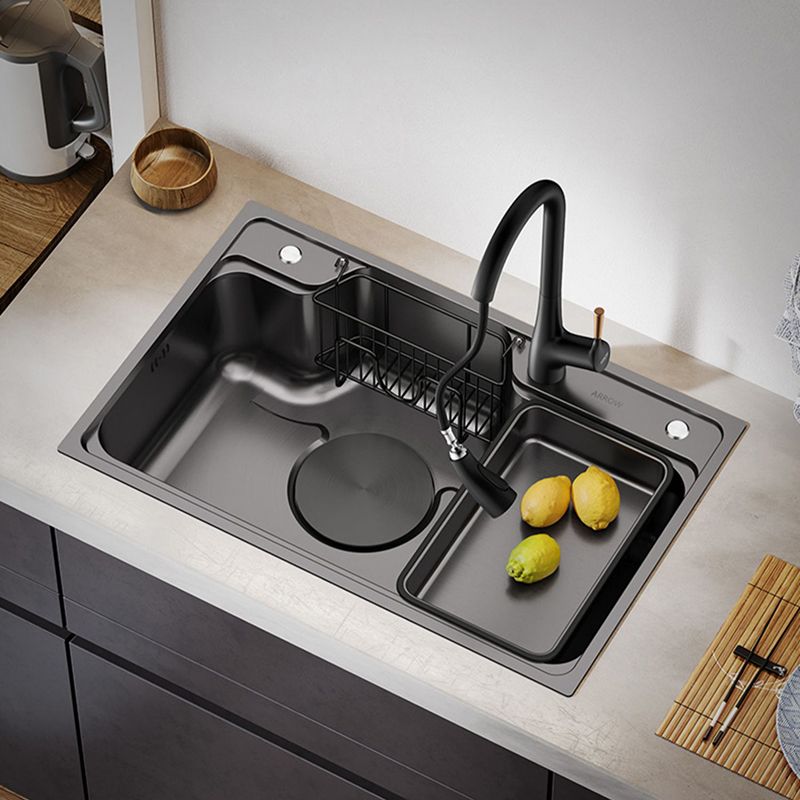 Kitchen Sink Stainless Steel Drop-In Basket Strainer Single Bowl Sink with Faucet Clearhalo 'Home Improvement' 'home_improvement' 'home_improvement_kitchen_sinks' 'Kitchen Remodel & Kitchen Fixtures' 'Kitchen Sinks & Faucet Components' 'Kitchen Sinks' 'kitchen_sinks' 1200x1200_af1b1a02-b1cd-4162-a990-b329c75579e4