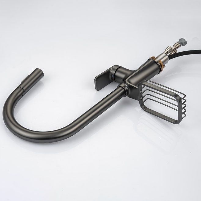 Modern Pull down Standard Kitchen Faucet Single Handle Faucet with Pull out Sprayer Clearhalo 'Home Improvement' 'home_improvement' 'home_improvement_kitchen_faucets' 'Kitchen Faucets' 'Kitchen Remodel & Kitchen Fixtures' 'Kitchen Sinks & Faucet Components' 'kitchen_faucets' 1200x1200_af3141cc-d9f5-4652-991b-e03b4c7b89fa