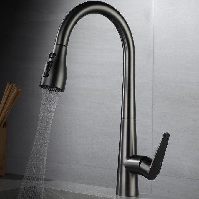 Contemporary Pull Down Kitchen Faucet Single Handle Faucet with Pull Out Sprayer Clearhalo 'Home Improvement' 'home_improvement' 'home_improvement_kitchen_faucets' 'Kitchen Faucets' 'Kitchen Remodel & Kitchen Fixtures' 'Kitchen Sinks & Faucet Components' 'kitchen_faucets' 1200x1200_af3477eb-79df-45d6-bba3-2c3e3f9bf0ee