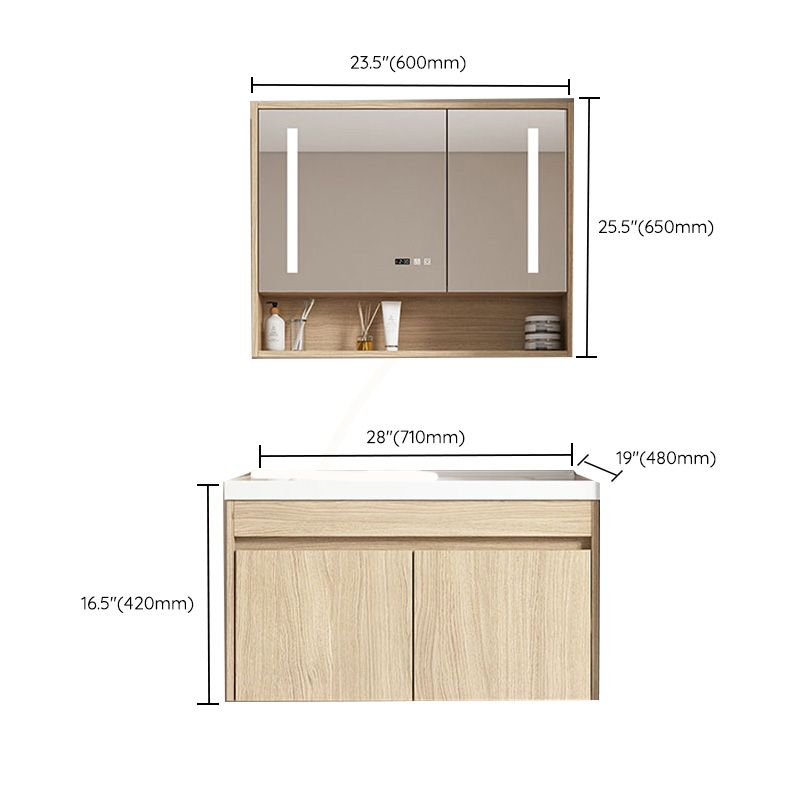 Contemporary Wood Sink Cabinet Mirror Cabinet Wall-Mounted Vanity Cabinet Clearhalo 'Bathroom Remodel & Bathroom Fixtures' 'Bathroom Vanities' 'bathroom_vanities' 'Home Improvement' 'home_improvement' 'home_improvement_bathroom_vanities' 1200x1200_af36e20b-451b-4e44-88ac-b16e5c486df8