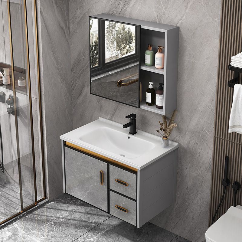 Single Sink Bathroom Vanity Rectangle Grey Wall Mount Bath Vanity Set with Mirror Clearhalo 'Bathroom Remodel & Bathroom Fixtures' 'Bathroom Vanities' 'bathroom_vanities' 'Home Improvement' 'home_improvement' 'home_improvement_bathroom_vanities' 1200x1200_af3c3a7b-7f83-4041-8cc9-a92a1e4fa7b5