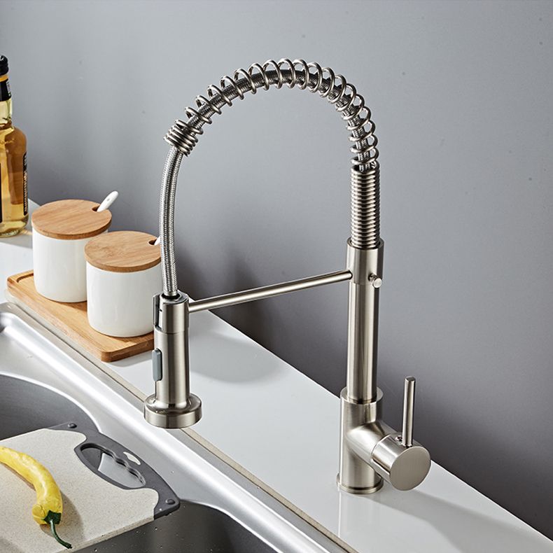 Contemporary Kitchen Faucet Copper 1-Handle High Arc Spring Spout Kitchen Faucet Clearhalo 'Home Improvement' 'home_improvement' 'home_improvement_kitchen_faucets' 'Kitchen Faucets' 'Kitchen Remodel & Kitchen Fixtures' 'Kitchen Sinks & Faucet Components' 'kitchen_faucets' 1200x1200_af4403c6-a87b-4750-bd50-425d2fd36e19