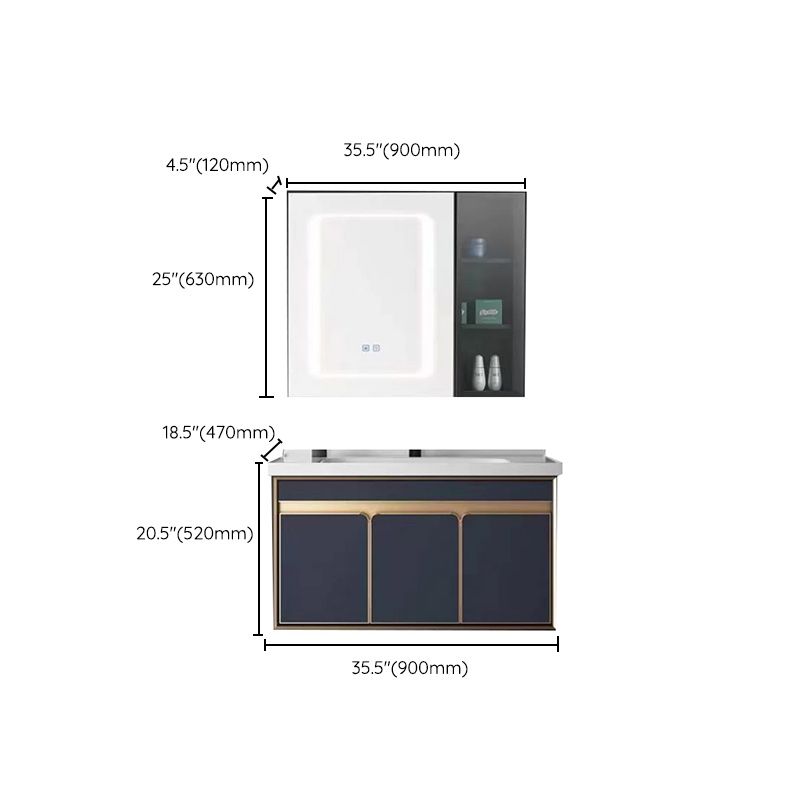 Bath Vanity Set Wall Mount Single Sink Blue Glam Metal Faucet Included Vanity Set Clearhalo 'Bathroom Remodel & Bathroom Fixtures' 'Bathroom Vanities' 'bathroom_vanities' 'Home Improvement' 'home_improvement' 'home_improvement_bathroom_vanities' 1200x1200_af4a8bbb-255a-4835-884f-0ba3f9403cab