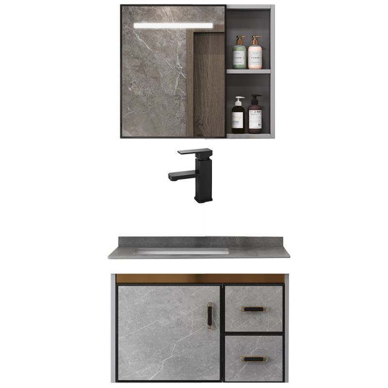 Single Sink Bathroom Vanity Rectangle Grey Wall Mount Bath Vanity Set with Mirror Clearhalo 'Bathroom Remodel & Bathroom Fixtures' 'Bathroom Vanities' 'bathroom_vanities' 'Home Improvement' 'home_improvement' 'home_improvement_bathroom_vanities' 1200x1200_af6445c0-be1e-40ce-86e0-6254324b3e4a
