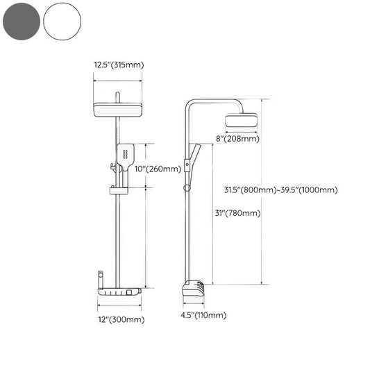 Modern Adjustable Water Flow Shower Faucet Square Shower Hose Shower System on Wall Clearhalo 'Bathroom Remodel & Bathroom Fixtures' 'Home Improvement' 'home_improvement' 'home_improvement_shower_faucets' 'Shower Faucets & Systems' 'shower_faucets' 'Showers & Bathtubs Plumbing' 'Showers & Bathtubs' 1200x1200_af6eb6b3-7ddd-4746-bf70-dc23be9e624f