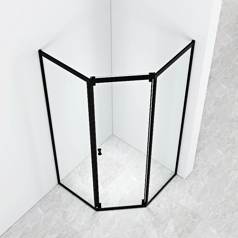 Black Framed Shower Enclosure Corner Single Sliding Shower Stall With Door Handles Clearhalo 'Bathroom Remodel & Bathroom Fixtures' 'Home Improvement' 'home_improvement' 'home_improvement_shower_stalls_enclosures' 'Shower Stalls & Enclosures' 'shower_stalls_enclosures' 'Showers & Bathtubs' 1200x1200_af859084-44e2-4836-82d7-8bc7f8ccc999