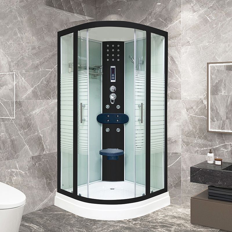 Framed Black Shower Enclosure Clear Easy Clean Glass Rounded Shower Enclosure Clearhalo 'Bathroom Remodel & Bathroom Fixtures' 'Home Improvement' 'home_improvement' 'home_improvement_shower_stalls_enclosures' 'Shower Stalls & Enclosures' 'shower_stalls_enclosures' 'Showers & Bathtubs' 1200x1200_af9aa6c1-0b80-45d8-a353-dc5dddc4f6a6