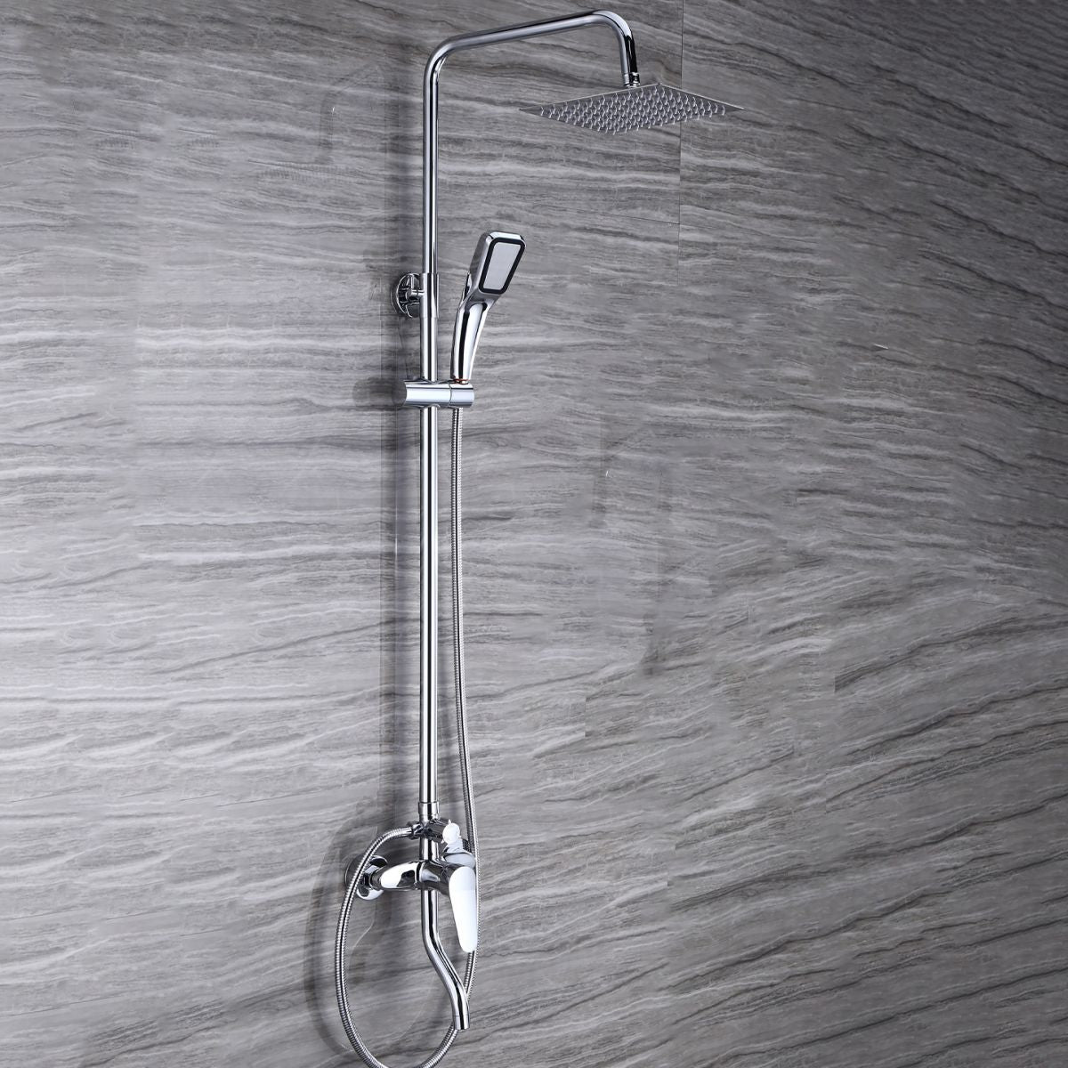 Modern Shower System Massage Jet Round Lever Handle Shower Trim Clearhalo 'Bathroom Remodel & Bathroom Fixtures' 'Home Improvement' 'home_improvement' 'home_improvement_shower_faucets' 'Shower Faucets & Systems' 'shower_faucets' 'Showers & Bathtubs Plumbing' 'Showers & Bathtubs' 1200x1200_afa62028-846b-4924-b051-14371ff7d960