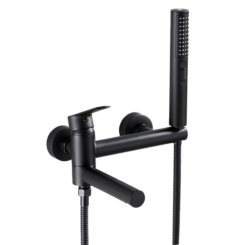 Wall Mounted Metal Tub Filler Single Handle Swivel Tub Faucet Trim Clearhalo 'Bathroom Remodel & Bathroom Fixtures' 'Bathtub Faucets' 'bathtub_faucets' 'Home Improvement' 'home_improvement' 'home_improvement_bathtub_faucets' 1200x1200_b00f5dbc-894c-4564-820c-b42c10f8d5ff