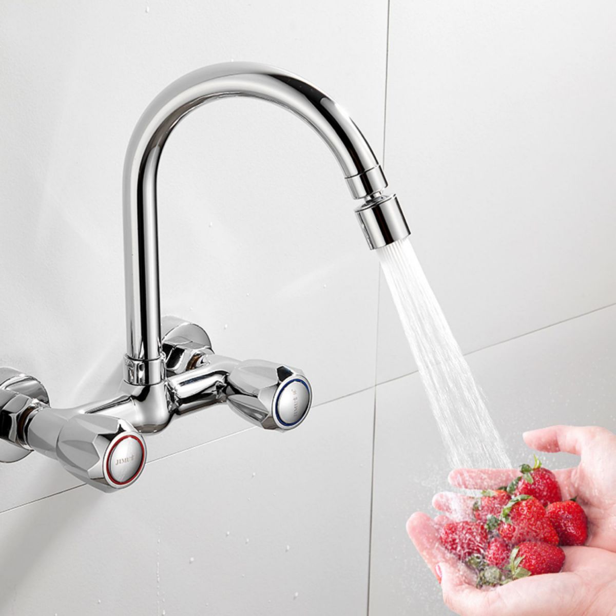 Contemporary Wall Mounted Pot Filler Faucet High Arch Swivel Spout 2 Hole Kitchen Faucet Clearhalo 'Home Improvement' 'home_improvement' 'home_improvement_kitchen_faucets' 'Kitchen Faucets' 'Kitchen Remodel & Kitchen Fixtures' 'Kitchen Sinks & Faucet Components' 'kitchen_faucets' 1200x1200_b015ea4f-b906-42af-9f81-1077ef127146