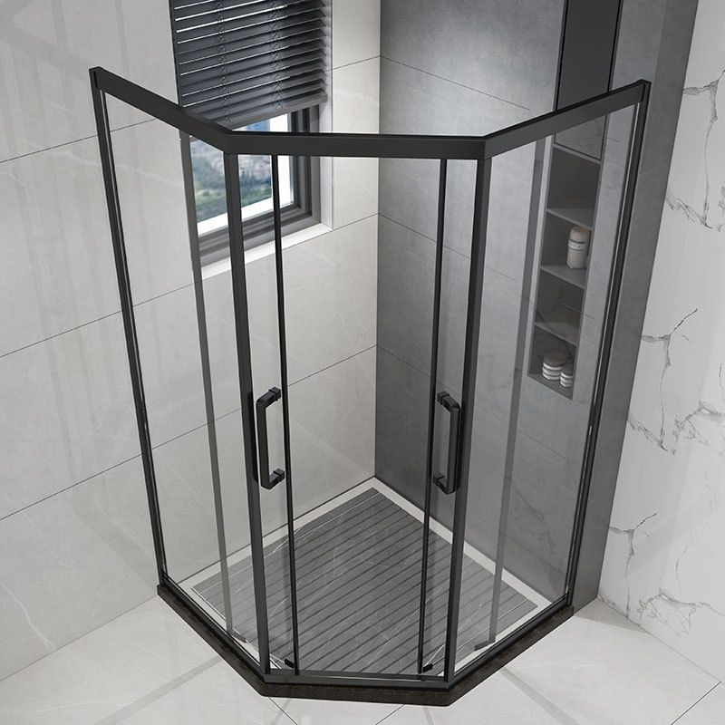 Tempered Frame Shower Doors Black Transparent Shower Bath Door Clearhalo 'Bathroom Remodel & Bathroom Fixtures' 'Home Improvement' 'home_improvement' 'home_improvement_shower_tub_doors' 'Shower and Tub Doors' 'shower_tub_doors' 'Showers & Bathtubs' 1200x1200_b0365304-def9-449c-899f-47fce43f89f5