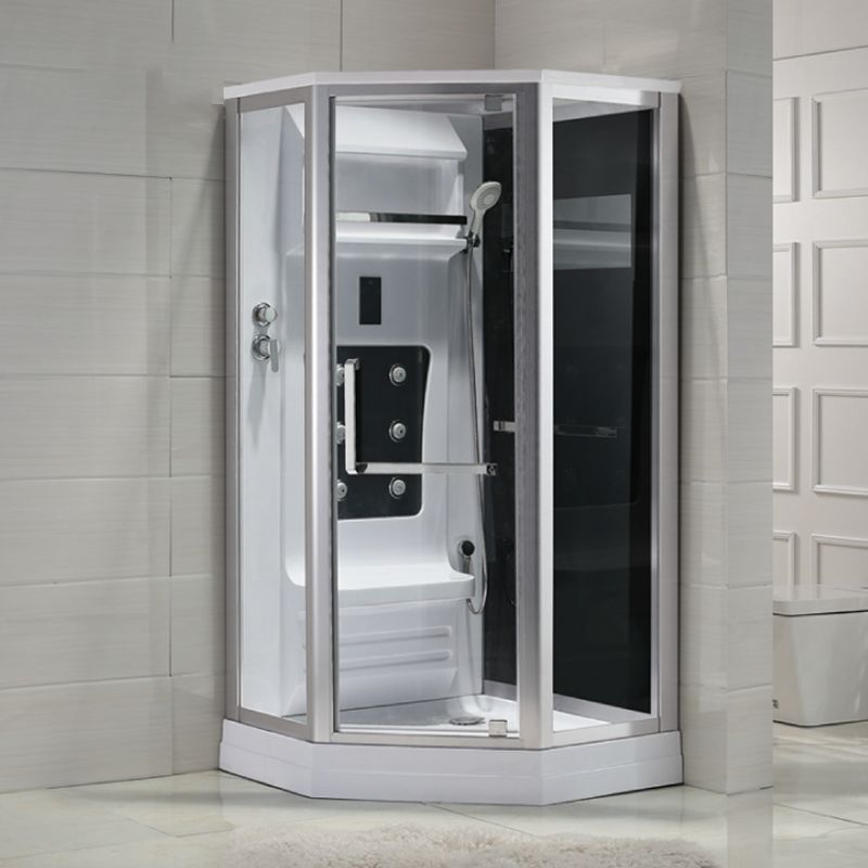 Neo-Angle Shower Stall Clear Tempered Glass Shower Enclosure With Shower Floor Clearhalo 'Bathroom Remodel & Bathroom Fixtures' 'Home Improvement' 'home_improvement' 'home_improvement_shower_stalls_enclosures' 'Shower Stalls & Enclosures' 'shower_stalls_enclosures' 'Showers & Bathtubs' 1200x1200_b0478a78-0550-4d44-a8fd-0e57f8f09e6f