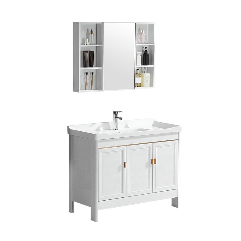 Metal Frame Vanity White 2 Doors Rectangular Single Sink Freestanding Bathroom Vanity Clearhalo 'Bathroom Remodel & Bathroom Fixtures' 'Bathroom Vanities' 'bathroom_vanities' 'Home Improvement' 'home_improvement' 'home_improvement_bathroom_vanities' 1200x1200_b06898a9-02b8-4712-9376-fbd831465899