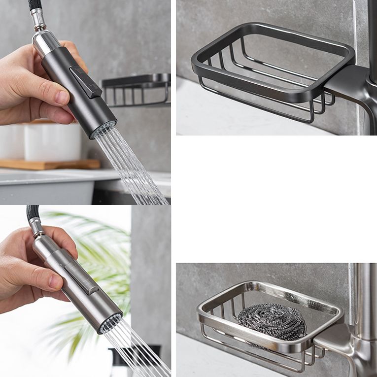 Pull Down Water Filler Single Handle Kitchen Faucet with Soap Basket Clearhalo 'Home Improvement' 'home_improvement' 'home_improvement_kitchen_faucets' 'Kitchen Faucets' 'Kitchen Remodel & Kitchen Fixtures' 'Kitchen Sinks & Faucet Components' 'kitchen_faucets' 1200x1200_b0872806-1e1d-42c7-9592-64e06fce2198