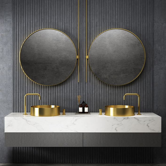 Modern Vessel Sink Round Metal with Faucet and Pop-Up Drain Vessel Lavatory Sink Clearhalo 'Bathroom Remodel & Bathroom Fixtures' 'Bathroom Sinks & Faucet Components' 'Bathroom Sinks' 'bathroom_sink' 'Home Improvement' 'home_improvement' 'home_improvement_bathroom_sink' 1200x1200_b093dcd7-005f-439f-8e94-f6d04e844145