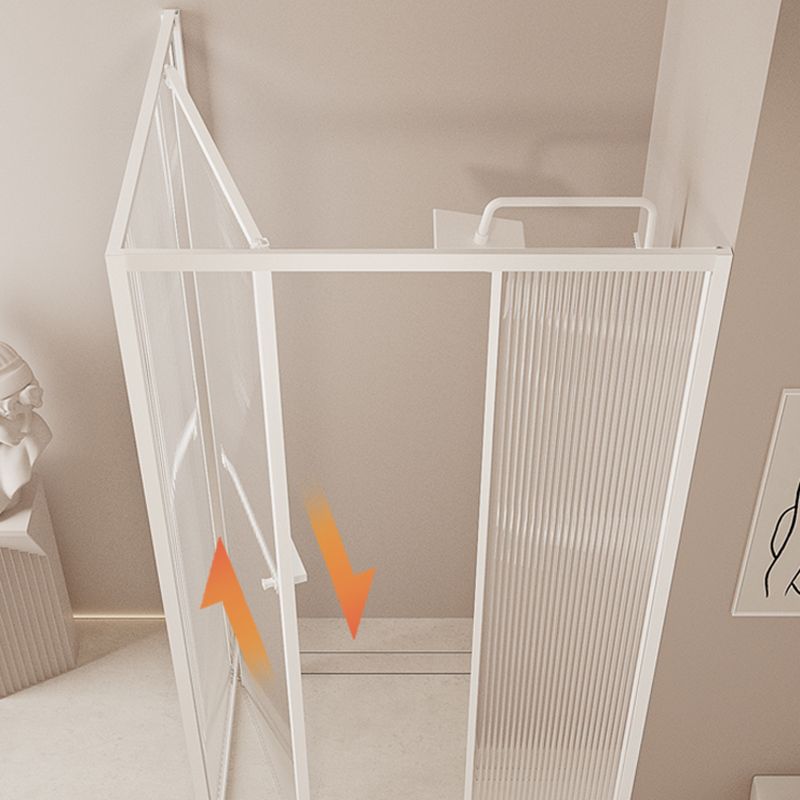 White Frame Single Sliding Shower Enclosure with Door Handle and Fixed Panel Clearhalo 'Bathroom Remodel & Bathroom Fixtures' 'Home Improvement' 'home_improvement' 'home_improvement_shower_stalls_enclosures' 'Shower Stalls & Enclosures' 'shower_stalls_enclosures' 'Showers & Bathtubs' 1200x1200_b095fb36-2765-4b0c-844a-beecd3364198