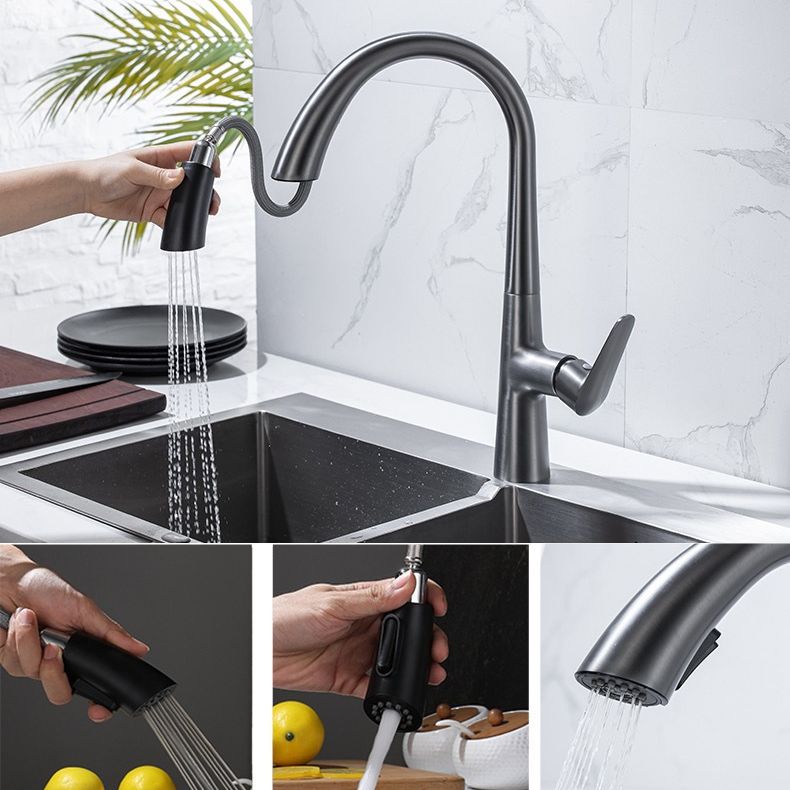 Modern Pull Down Kitchen Faucet Single Handle Faucet with Pull Out Sprayer Clearhalo 'Home Improvement' 'home_improvement' 'home_improvement_kitchen_faucets' 'Kitchen Faucets' 'Kitchen Remodel & Kitchen Fixtures' 'Kitchen Sinks & Faucet Components' 'kitchen_faucets' 1200x1200_b0966051-ff67-4e62-924c-181bbf22d6ae