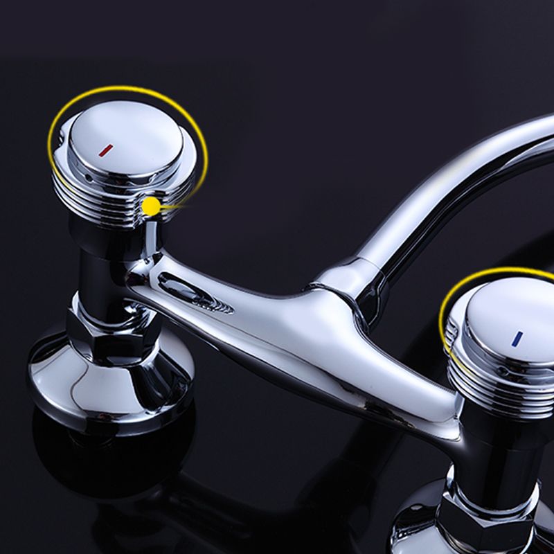 Contemporary Single Handle Kitchen Faucet Wall Mounted Bar Faucet in Chrome Clearhalo 'Home Improvement' 'home_improvement' 'home_improvement_kitchen_faucets' 'Kitchen Faucets' 'Kitchen Remodel & Kitchen Fixtures' 'Kitchen Sinks & Faucet Components' 'kitchen_faucets' 1200x1200_b0ba23ea-4752-4cc9-8e78-3caf569cd780