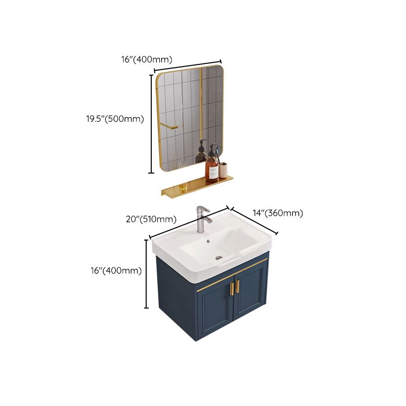 Modern Single Wall Mount Vanity Blue Ceramic Top Sink Vanity Clearhalo 'Bathroom Remodel & Bathroom Fixtures' 'Bathroom Vanities' 'bathroom_vanities' 'Home Improvement' 'home_improvement' 'home_improvement_bathroom_vanities' 1200x1200_b0dd297b-5b16-45f6-869c-a5e8249f8800