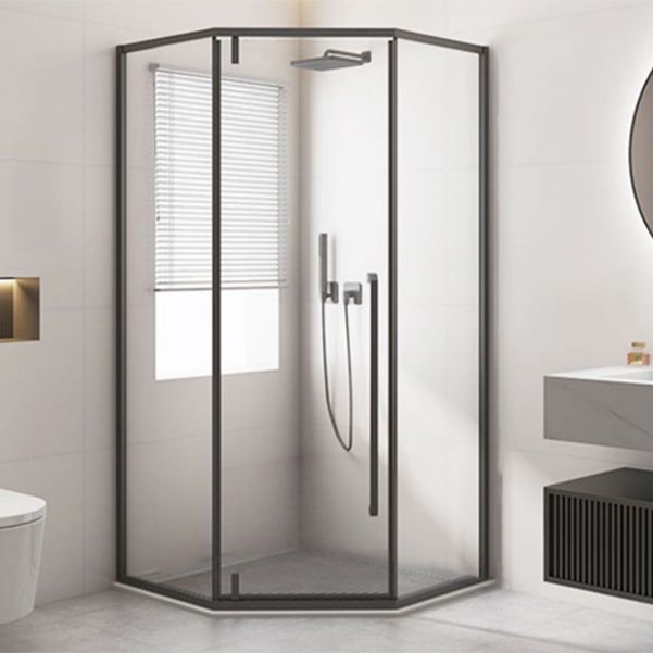 Black Square Shower Enclosure Pivot Tempered Glass Shower Kit Clearhalo 'Bathroom Remodel & Bathroom Fixtures' 'Home Improvement' 'home_improvement' 'home_improvement_shower_stalls_enclosures' 'Shower Stalls & Enclosures' 'shower_stalls_enclosures' 'Showers & Bathtubs' 1200x1200_b0e60cfc-5ebf-4b0b-b12e-bb71b9e61adb