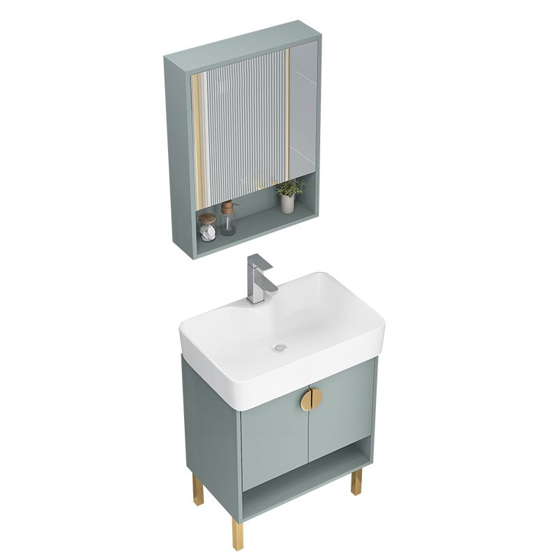 Rectangular Glam Sink Vanity Green Ceramic Single-Sink Freestanding Vanity Set Clearhalo 'Bathroom Remodel & Bathroom Fixtures' 'Bathroom Vanities' 'bathroom_vanities' 'Home Improvement' 'home_improvement' 'home_improvement_bathroom_vanities' 1200x1200_b0f45355-4e4c-4e97-9ffb-a1415ed8a488