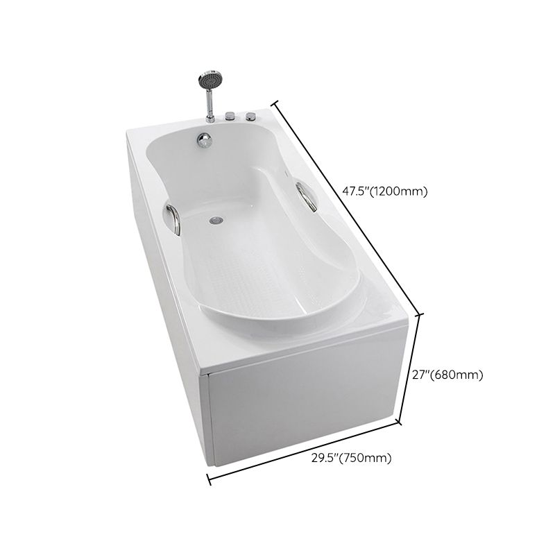 Acrylic Bath Soaking Back to Wall Bathtub in White , 29.53-inch Tall Clearhalo 'Bathroom Remodel & Bathroom Fixtures' 'Bathtubs' 'Home Improvement' 'home_improvement' 'home_improvement_bathtubs' 'Showers & Bathtubs' 1200x1200_b1023e67-c1a1-4da4-8d76-c271d82bca8a