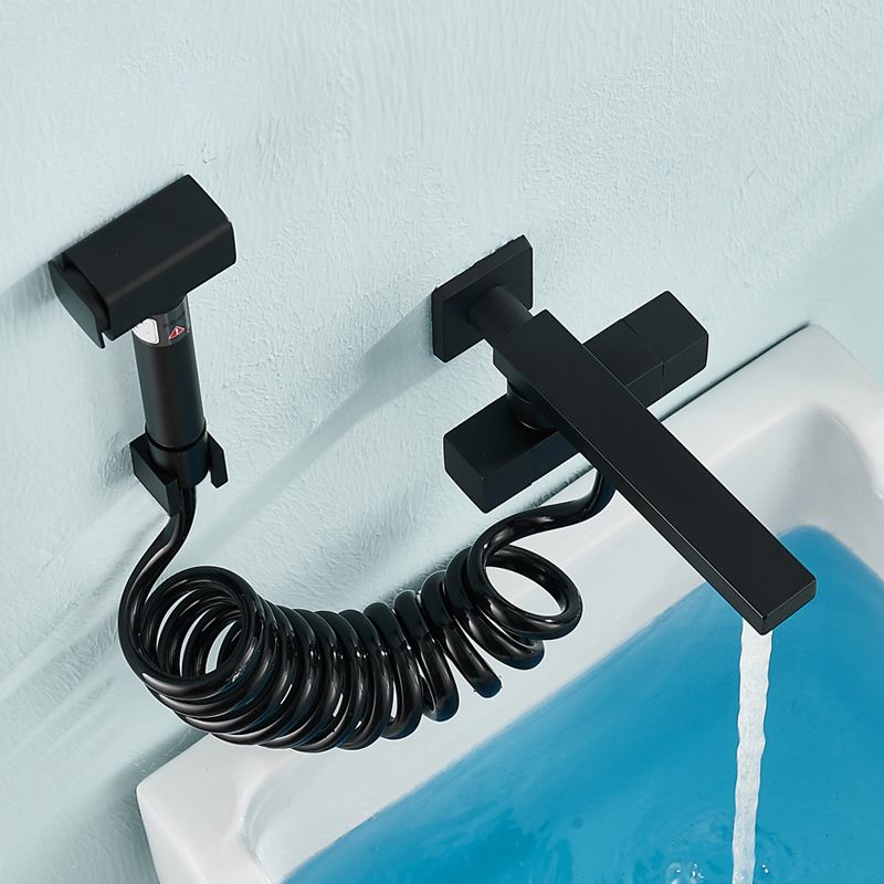 Modern Tub Filler Wall Mount Handshower Swivel Copper Tub Filler with Single Lever Handle Clearhalo 'Bathroom Remodel & Bathroom Fixtures' 'Bathtub Faucets' 'bathtub_faucets' 'Home Improvement' 'home_improvement' 'home_improvement_bathtub_faucets' 1200x1200_b1114750-7cef-4e79-8d57-303aa5d2c2d1