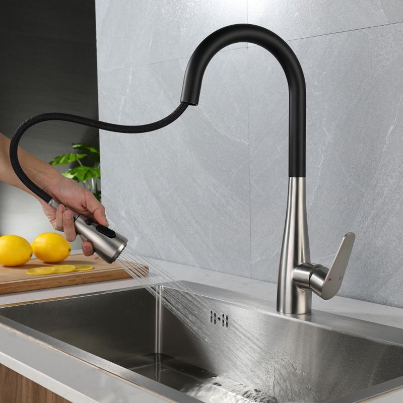 Pull down Kitchen Faucet Single Handle Faucet with Pull out Sprayer Clearhalo 'Home Improvement' 'home_improvement' 'home_improvement_kitchen_faucets' 'Kitchen Faucets' 'Kitchen Remodel & Kitchen Fixtures' 'Kitchen Sinks & Faucet Components' 'kitchen_faucets' 1200x1200_b123fb08-1b91-402b-9930-98115218c053
