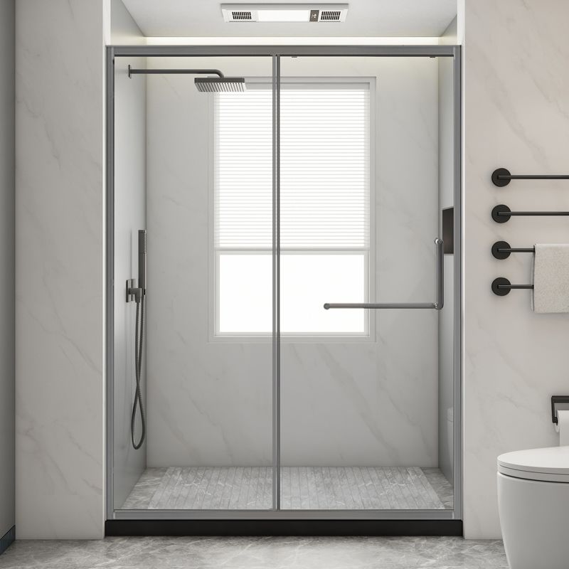 Glass and Metal Shower Door Simple Inline Black Shower Bath Door Clearhalo 'Bathroom Remodel & Bathroom Fixtures' 'Home Improvement' 'home_improvement' 'home_improvement_shower_tub_doors' 'Shower and Tub Doors' 'shower_tub_doors' 'Showers & Bathtubs' 1200x1200_b124efc1-2126-4abf-b501-d71000c52da3