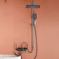 Grey Shower System Square Lever Handle Shower Hose Wall-Mounted Shower Arm Shower System Clearhalo 'Bathroom Remodel & Bathroom Fixtures' 'Home Improvement' 'home_improvement' 'home_improvement_shower_faucets' 'Shower Faucets & Systems' 'shower_faucets' 'Showers & Bathtubs Plumbing' 'Showers & Bathtubs' 1200x1200_b127dc9b-930b-4c12-b293-b11167452f9c