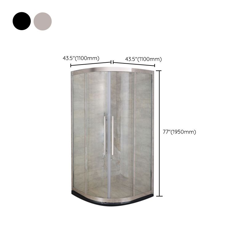 Double Sliding Round Shower Enclosure Clear with Fixed Panel Clearhalo 'Bathroom Remodel & Bathroom Fixtures' 'Home Improvement' 'home_improvement' 'home_improvement_shower_stalls_enclosures' 'Shower Stalls & Enclosures' 'shower_stalls_enclosures' 'Showers & Bathtubs' 1200x1200_b1338652-9063-4f7d-8721-98768b81e1ca