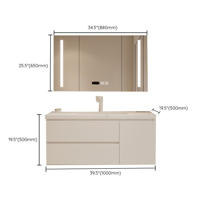 Drawers Vanity Set White Wood Rectangle Single Sink Wall Mount Bath Vanity with Mirror Clearhalo 'Bathroom Remodel & Bathroom Fixtures' 'Bathroom Vanities' 'bathroom_vanities' 'Home Improvement' 'home_improvement' 'home_improvement_bathroom_vanities' 1200x1200_b13a2ae8-38f2-489d-8397-a4d2122c4be0
