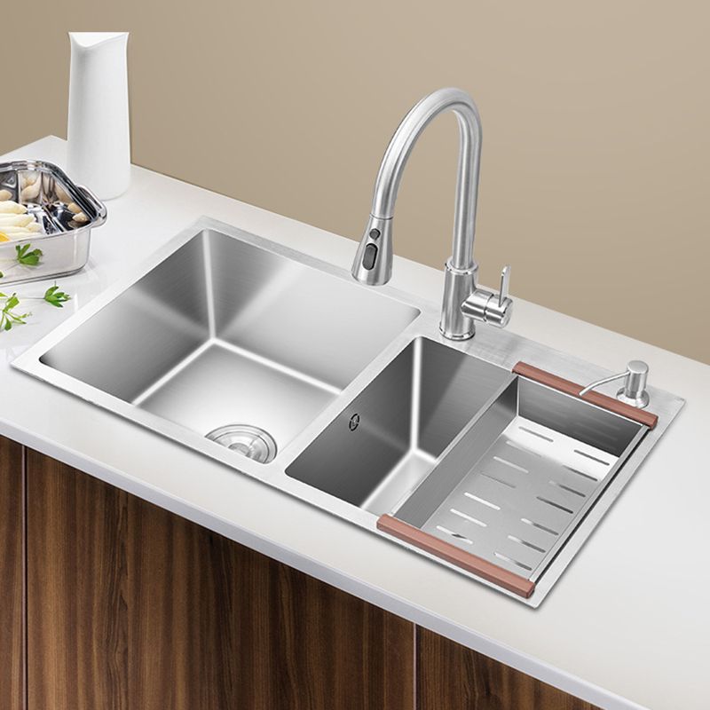 Stainless Steel Contemporary Sink for Kitchen Double Drop-In Kitchen Sink Clearhalo 'Home Improvement' 'home_improvement' 'home_improvement_kitchen_sinks' 'Kitchen Remodel & Kitchen Fixtures' 'Kitchen Sinks & Faucet Components' 'Kitchen Sinks' 'kitchen_sinks' 1200x1200_b1434711-015f-42a9-907e-5b47c68a6246