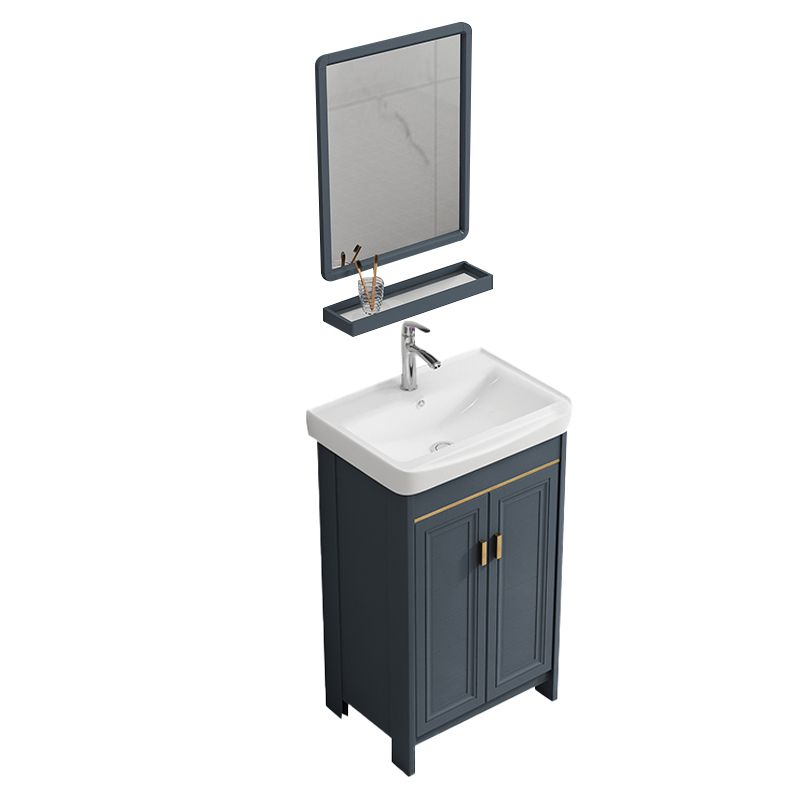 Single Blue Freestanding Bathroom Vanity Modern Metal Base Bath Vanity Clearhalo 'Bathroom Remodel & Bathroom Fixtures' 'Bathroom Vanities' 'bathroom_vanities' 'Home Improvement' 'home_improvement' 'home_improvement_bathroom_vanities' 1200x1200_b14dc7d8-e13b-49e3-909e-7e3a2d3ef51e