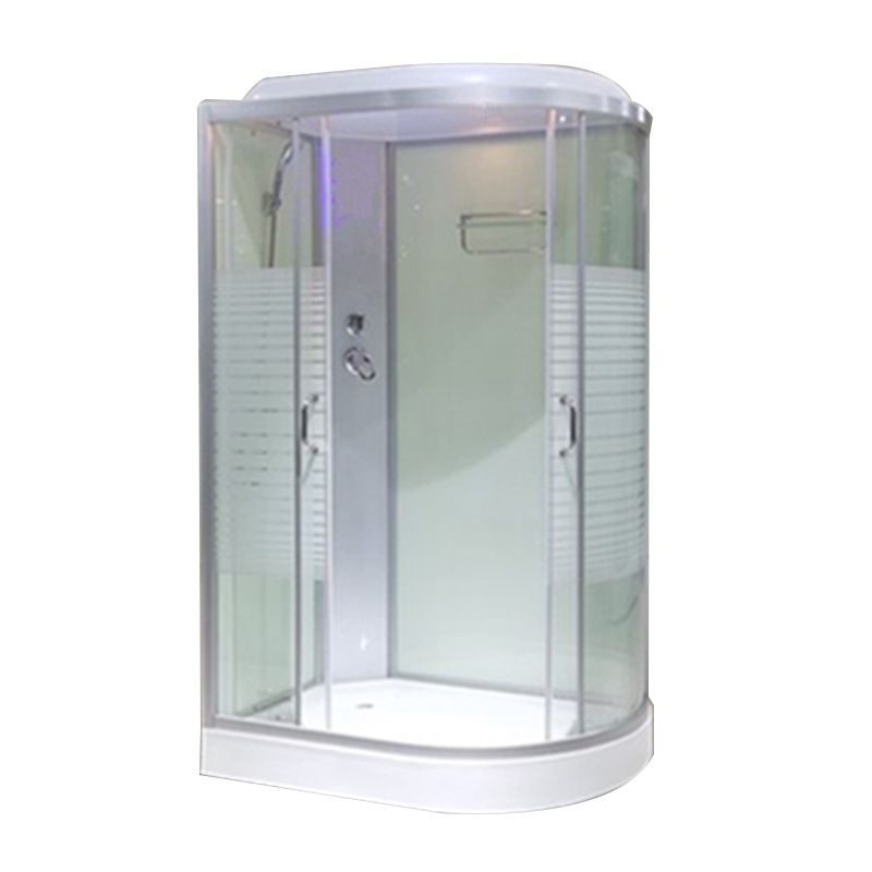 Double Sliding Rounded Shower Stall Tempered Glass Shower Stall with Hand Shower Clearhalo 'Bathroom Remodel & Bathroom Fixtures' 'Home Improvement' 'home_improvement' 'home_improvement_shower_stalls_enclosures' 'Shower Stalls & Enclosures' 'shower_stalls_enclosures' 'Showers & Bathtubs' 1200x1200_b171e8f4-76c3-49a7-b894-5a187039a247