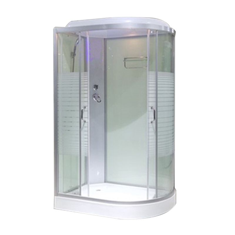 Double Sliding Rounded Shower Stall Tempered Glass Shower Stall with Hand Shower Clearhalo 'Bathroom Remodel & Bathroom Fixtures' 'Home Improvement' 'home_improvement' 'home_improvement_shower_stalls_enclosures' 'Shower Stalls & Enclosures' 'shower_stalls_enclosures' 'Showers & Bathtubs' 1200x1200_b171e8f4-76c3-49a7-b894-5a187039a247