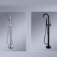 Brass Freestanding Tub Filler with Hand Shower Floor Mounted Bathroom Faucet Clearhalo 'Bathroom Remodel & Bathroom Fixtures' 'Bathtub Faucets' 'bathtub_faucets' 'Home Improvement' 'home_improvement' 'home_improvement_bathtub_faucets' 1200x1200_b17fb1c9-7b8d-4c11-ba4f-da3b4c0f2980